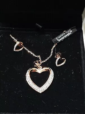 BNIB Warren James Rose Gold Plated With Swarovski Crystals Necklace & Earrings  • £28.99