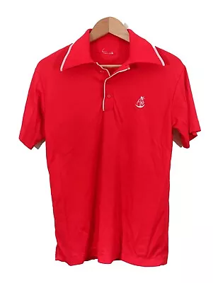 £5.99 • Buy Authentic 60's 70's Vintage Retro Short Sleeve Red Polo Shirt XS S Small 36 Inch