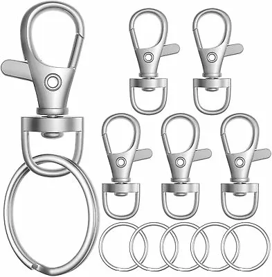 1/10PCS Metal Swivel Lanyard Snap Hook With Key Rings Carabiner Clip Keyring  • £1.92