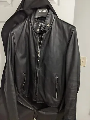 $599.99 • Buy Schott 654 Cafe Racer - Black Leather Jacket - Large Size L Authentic 