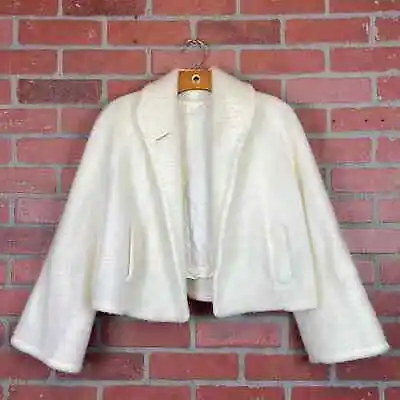 Vintage Ivory Super Soft Fleece Cropped Sweater Jacket M • $36