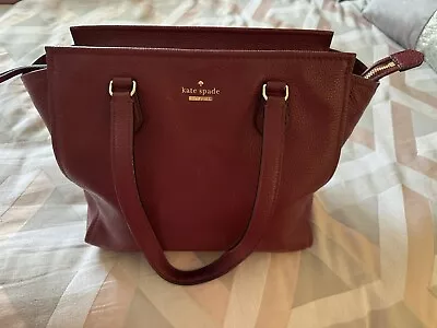 Kate Spade Burgundy Red Leather Tote Bag Handbag • £25