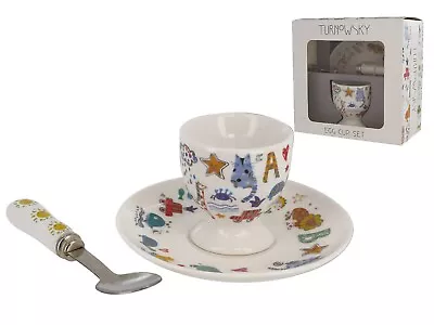 Turnowsky Baby Children Ceramic Breakfast Set Spoon Egg Cup Saucer Set Shower • £12.99