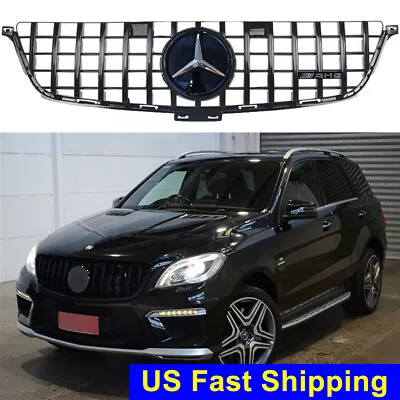 Grille For Mercedes Benz W166 ML CLASS 2012-2015 GTR Style Gloss Black W/Emblem • $114.95