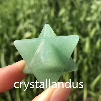£9.49 • Buy 1pc Natural Carved Aventurine Merkaba Star Quartz Crystal Pendant Reiki Healing