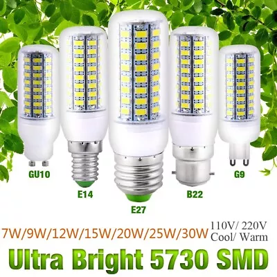 1/4Pack LED Corn Bulbs E27 B22 E14 G9 GU10 3W-15W 5730 SMD Cool White/Warm White • £6.69