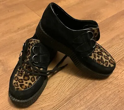 A Pair Of Brothel Creeper/Platform Shoe With Leopard Print Top S4 By Underground • £60