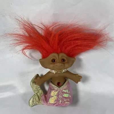 Treasure Troll Belly Button Wishstone Gem Doll Mermaid Orange Hair ACE - 5  • $18.97