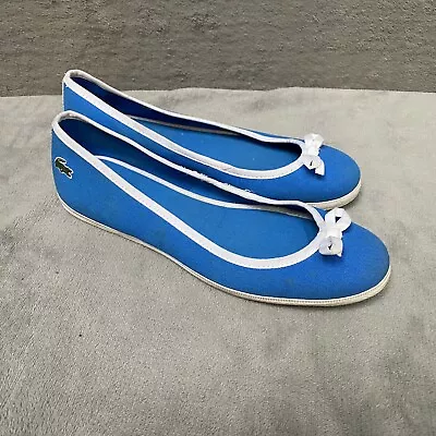 Lacoste Sport Blue Ballet Pumps Slip On Canvas Womens Shoe UKSize 8 • £17.99