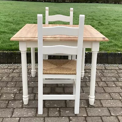 Lovely Shabby Chic Solid Pine Square Table & 2 Matching Chairs. • £195