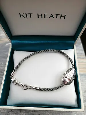 Kit Heath Silver Textile Bracelet For Beachcomber With Sterling Silver Bead • £55