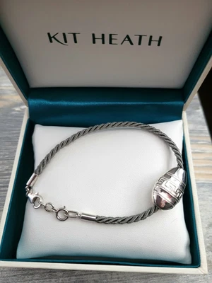 Kit Heath Silver Textile Bracelet For Beachcomber With Sterling Silver Bead • £55