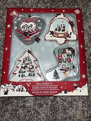 Disney Parks Mickey Mouse & Friends 2021 Holiday Lodge Metal 4 Ornament Set New • $14.99