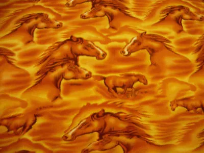 Golden Brown Horse Soft Print Poplar Fleece Fabric - Per Meter - Blanket Etc • £5.56