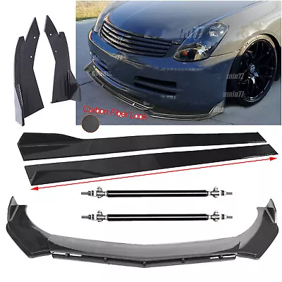 Carbon Fiber Front Bumper Lip Splitter Side Skirt Strut For Infiniti G35 G37 • $129.99