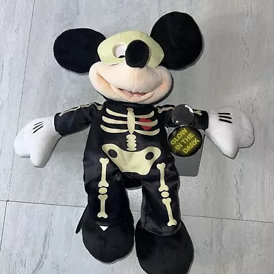 Mickey Mouse Skeleton Glow In The Dark Halloween Disney Plush Doll 13   • $11.78