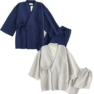 Winter Japanese Men Pajama Sleep Wear Top Pant Wadded Cotton Kimono Set • $49.51