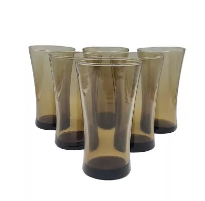 Anchor Hocking Linden Mocha Tawny Mocha Brown Set Of 6 Glass Tumblers 17oz • $36.50