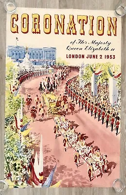 Queen Elizabeth 2 Coronation Royal Travel Poster 1953 ORIGINAL AUTHENTIC QE2 • £285