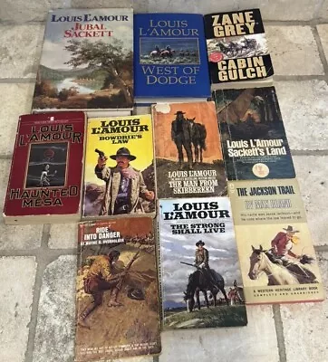 Western Cowboys Zane Grey Louis L’amour Book Lot Of 10 • $24.24