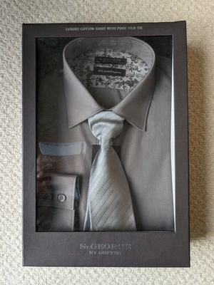 £5 • Buy St. George By Duffer Cotton Shirt & Silk Tie. Size 15.5” Long Sleeve. Gift Box 