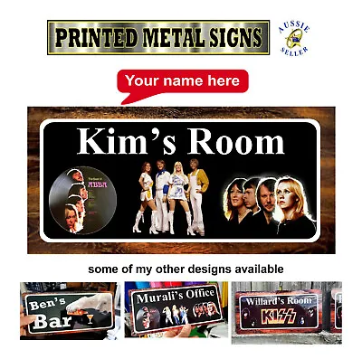 ABBA Photo Personalized Man Cave Metal Sign With Your Name Or Text. • $12