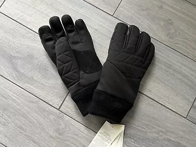 Ugg Mens Leather Trim Quilted Gloves Black Water Resistant Tech Nwt $95 • $41.99