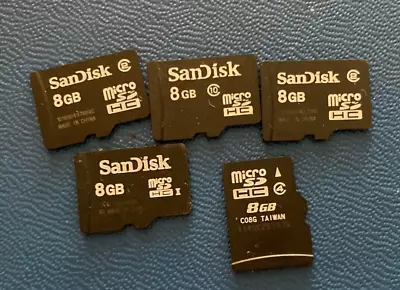 Lot 213~Lot Of 5 Micro SD SDHC Memory Cards 8GB SanDisk & Unbranded~Class 2~4~10 • $24.49