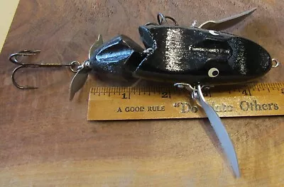 LeBoeuf Jointed Creeper Black Wood Topwater Lure • $24.99