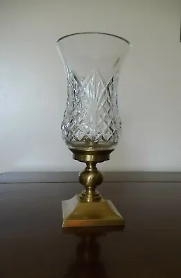 Waterford Crystal  Lismore Hurricane   W/brass Base. Made In Ireland. 11  Tall. • $95