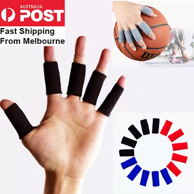 $7.99 • Buy 10PCS Finger Sleeves Sport Support Brace Thumb Protector Basketball Arthritis AU
