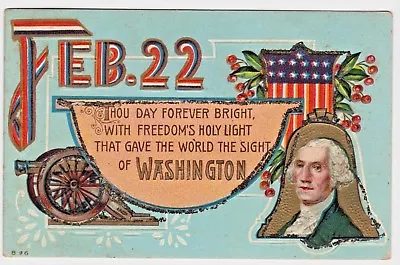 Feb. 22nd Washington's Birthday Vintage Patriotic Postcard — Canon Bell Shield • $3.59