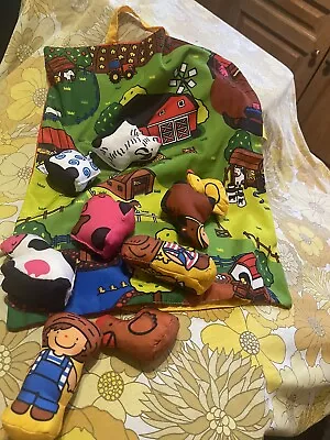 Fabric Farmyard Play Animals Toy Mat/ Bag Vgc Farm • £7