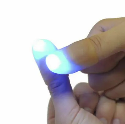 £3.25 • Buy 2x Magic Light Up Thumbs Fingers BLUE Flashing Trick Appearing Light