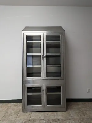 Stainless Steel Medical Cabinet Including Shelves. In Excellent Condition. • $450