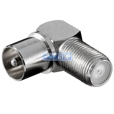 RIGHT ANGLE MALE COAX To F TYPE FEMALE SOCKET TV Aerial Sky Connector Adapter • £3.25