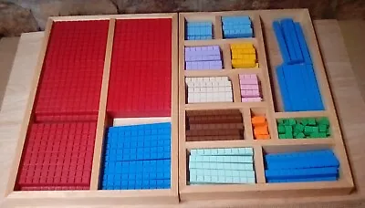 Math U See INTEGER BLOCK KIT W Homemade Wood Trays 126 Pieces Homeschool • $79.99