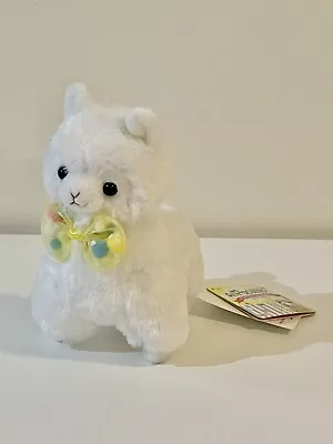 NEW AlPacasso Pop N Ribbon Amuse White Alpaca Plush Stuffed Animal 6.5  Bow Pom • $25