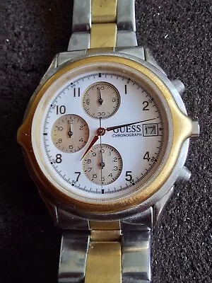 Guess Mens Chronograph Watch. Bi-metal Strap White Face • £37.99