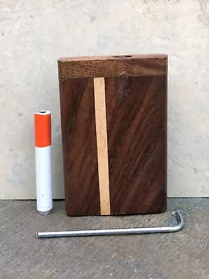 Natural Solid Wood 3  Dugout Stash Box Pocket Size Metal Cigarette Cleaning Tool • $9.99