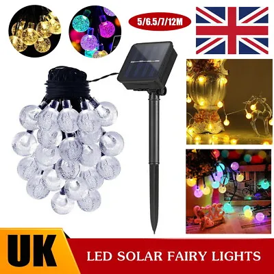 20-100 LED Solar Garden String Fairy Light Wedding Party Festoon Ball Bulbs Lamp • £6.99
