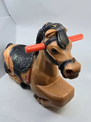 Vintage 80s Brown Plastic Blow Mold Spring Ride-On Rocking Horse Swing • $63.75