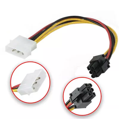 4 Pin Molex To 6 Pin PCI-Express PCIE Video Card Power Converter Adapter Cable • $6.10