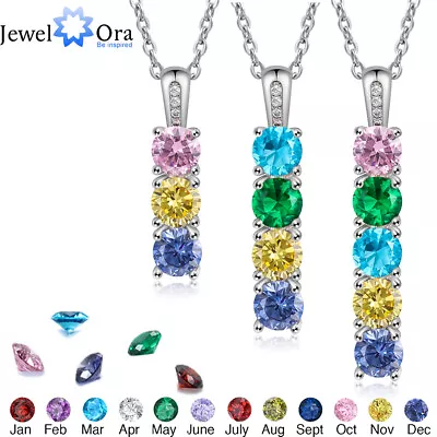 Christmas Gift Lady Bar Necklace Slide Pendant Personalized Zircon Birthstone • $10.68