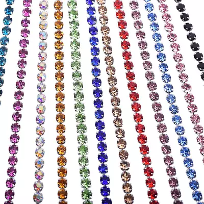 1Meter 2-4mm Crystal Rhinestone Close Chain Trim Chain Rhinestones For DIY • $11.69