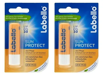 2x Labello Sun Protect Caring Lip Balm  SPF30 2x5.5 Ml Nivea FREE SHIPPING • £11.68
