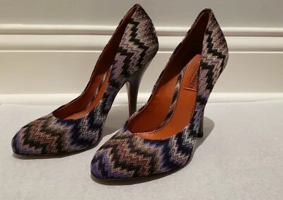 Missoni Rashel Snake Heel Shoe 38 Violet Made In Italy Perfect Condition  • $48.75