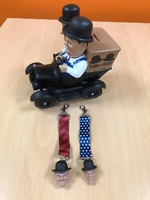 Laurel And Hardy Figure Money Bank + 2 Character Key Chains • £69.99