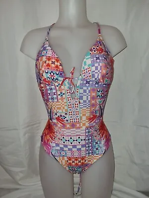 Multi-coloured BUTTERFLY MATTHEW WILLIAMSON Swimming Bathing Costume Size 14 • £9.99