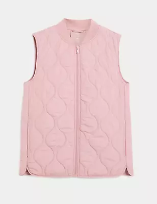 M&S Antique Rose Shower Resist Lightly Padded Summer Thermowarmth Gilet 22(24)? • £22